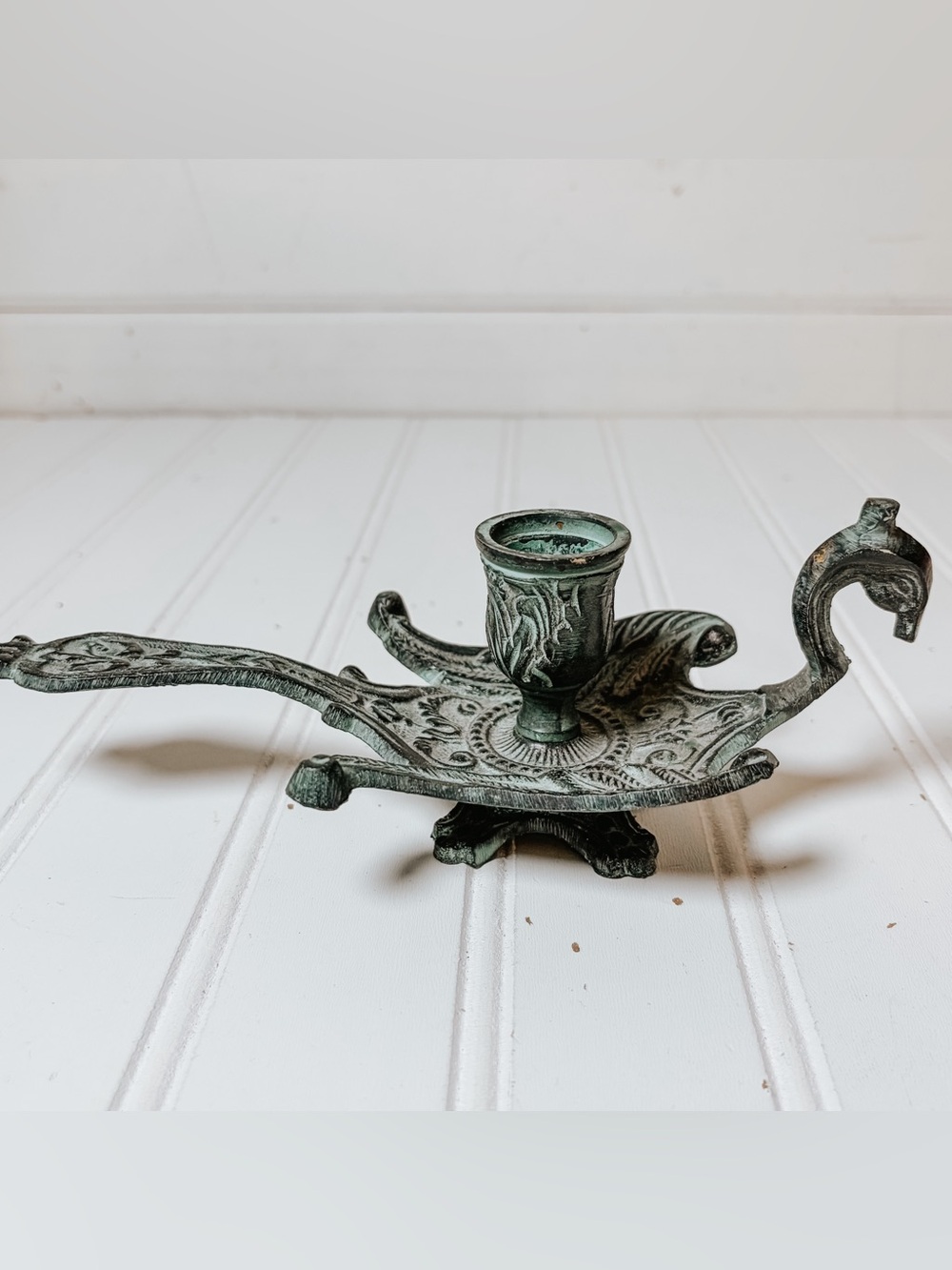 Vintage Ornate Peacock Candlestick Holder
